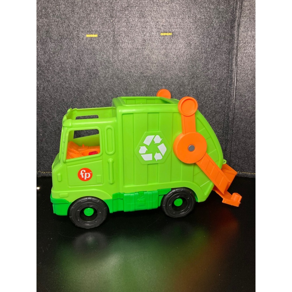 Fisher Price Little People Green Orange Garbage Truck Toy Kids Toddler Play‎